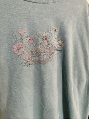 Vintage Northern Reflections Teal Graphic Wildlife Birds Nest Floral Sweatshirt